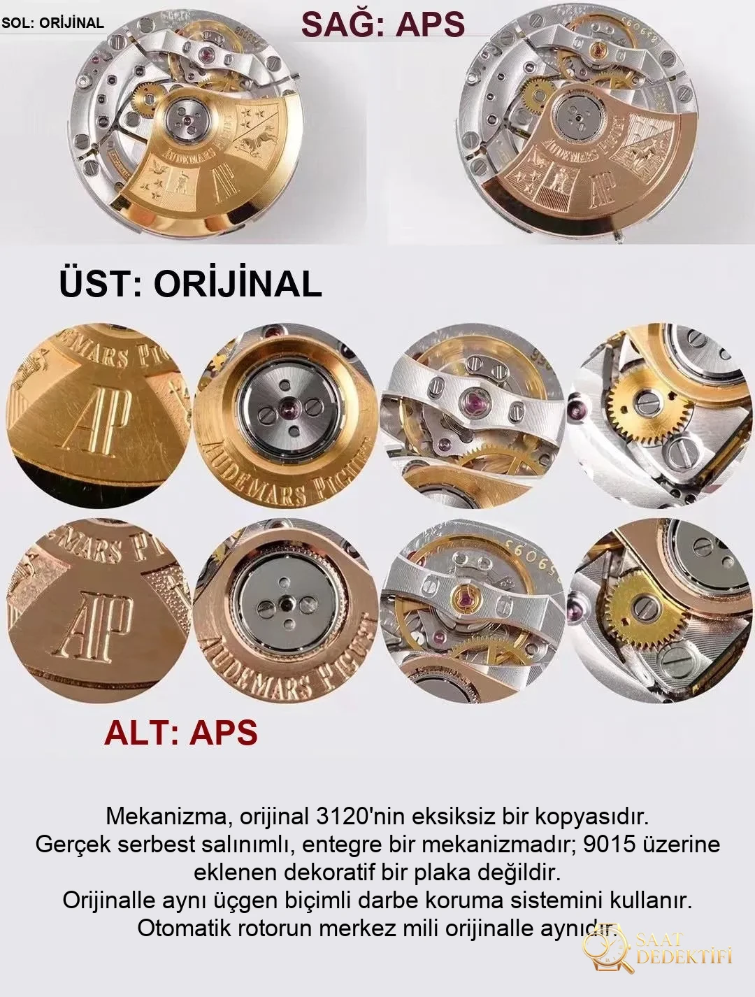Echt vs. Replik: APS Factory Audemars Piguet Royal Oak 15400 integriertes 3120-Uhrwerk – Clip-Verschluss und Laserstempel