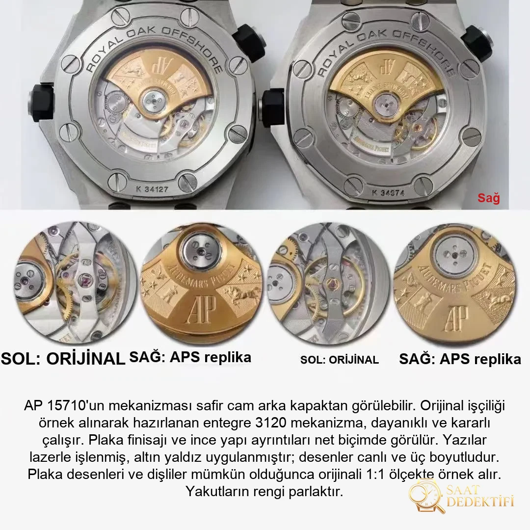 Gerçek-replika karşılaştırması: APS Factory Audemars Piguet Royal Oak 15710 entegre 3120 mekanizma V2 versiyonu incelemesi - Bilezik Bakla Ayrımı ve Pim Yapısı