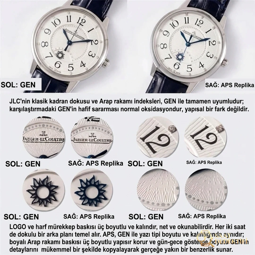 Gerçek-Replika Karşılaştırması: APS Factory Jaeger-LeCoultre Rendez-Vous 898A Entegre Mekanizma - Klips Kilidi ve Lazer Damgalar