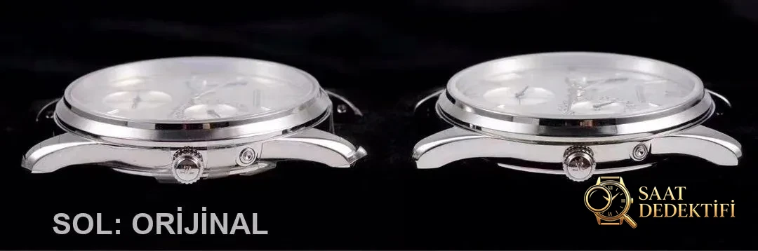Gerçek-replika karşılaştırması: AZ Factory Joker — Jaeger-LeCoultre Master serisi 1378420 saat - Yan Profil ve Kordon Bağlantısı