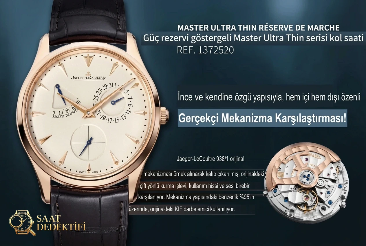 Gerçek-replika karşılaştırması: AZ Factory Joker — Jaeger-LeCoultre Master serisi 1378420 saat - Kadran Güneş Işını (Sunburst) Efekti