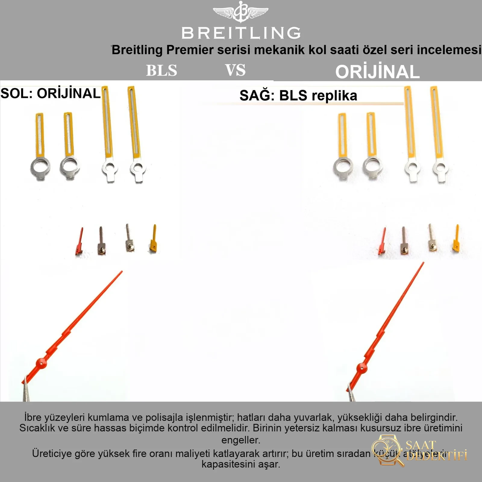 Gerçek-replika karşılaştırması: BLS Factory Breitling Premier Top Time Deus kronograf replika saat - Klips Kilidi ve Lazer Damgalar