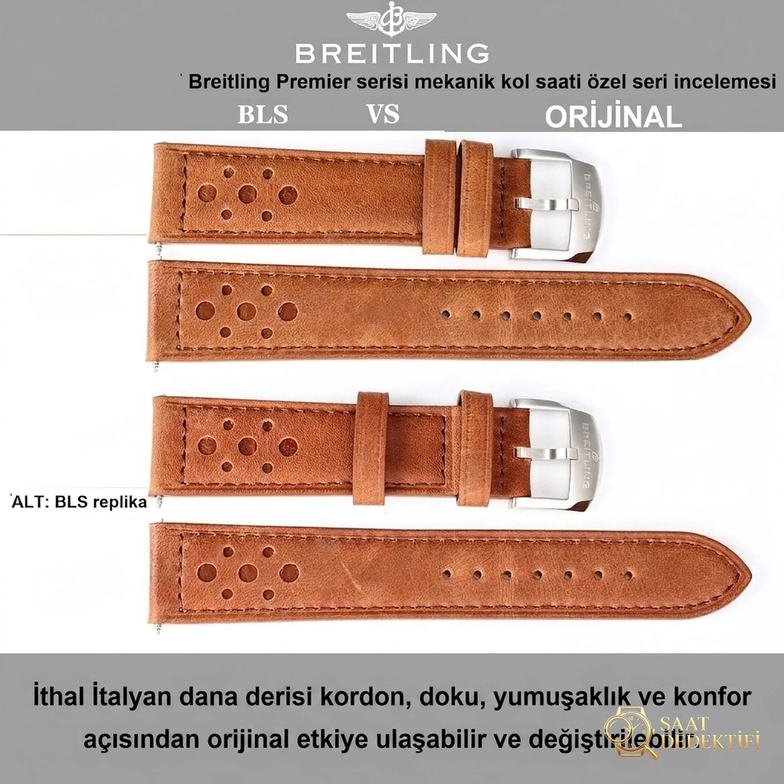 Gerçek-replika karşılaştırması: BLS Factory Breitling Premier Top Time Deus kronograf replika saat - Fosfor ve Super-LumiNova Gece Görünümü