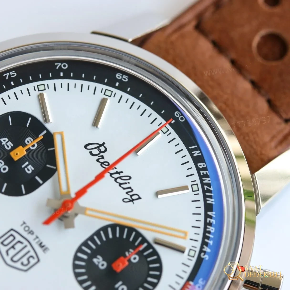 Gerçek-replika karşılaştırması: BLS Factory Breitling Premier Top Time Deus kronograf replika saat - Tepe Koruması ve Ayar Fonksiyonu