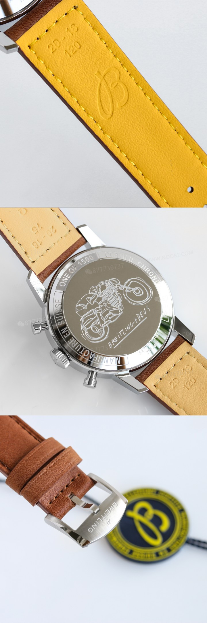 Gerçek-replika karşılaştırması: BLS Factory Breitling Premier Top Time Deus kronograf replika saat — 18. fotoğraf