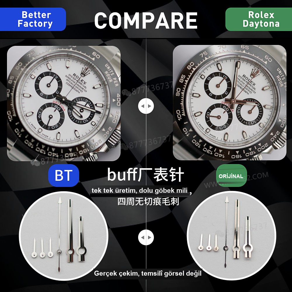 Gerçek-replika karşılaştırması: BT Factory/better Rolex Daytona 4130 mekanizması ile orijinal arasında ne fark var? — 6. fotoğraf