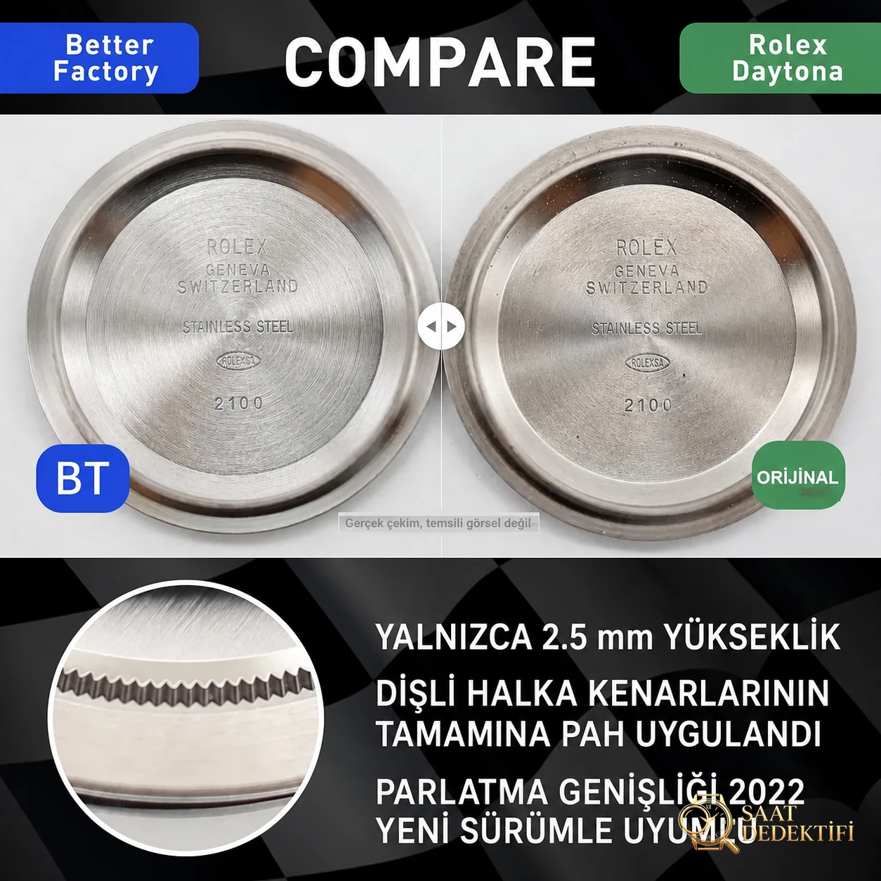 Gerçek-replika karşılaştırması: BT Factory/better Rolex Daytona 4130 mekanizması ile orijinal arasında ne fark var? - Mekanizma Zemberek ve Balans Detayı