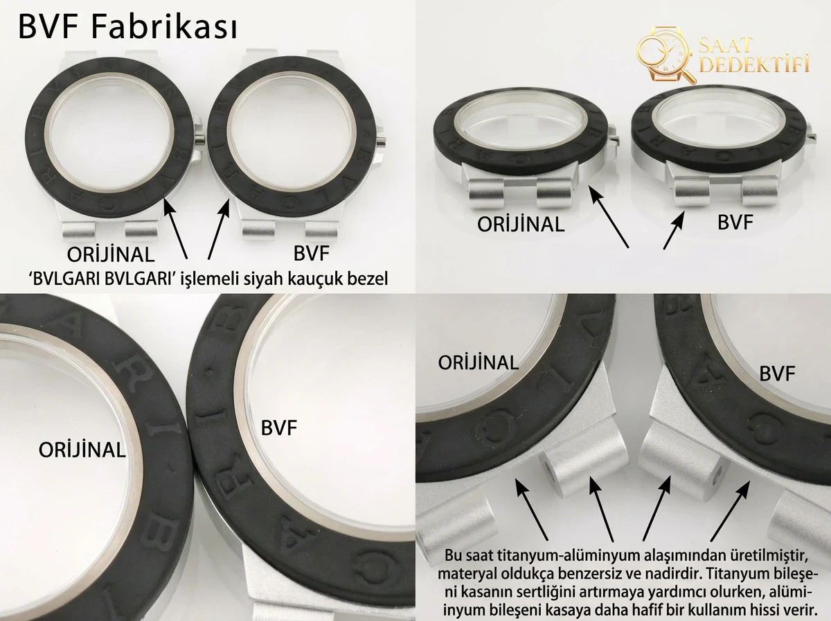 Gerçek-replika karşılaştırması: BVF Factory Bulgari 103539 STEVE AOKI iş birliği üç renk ok - Bilezik, Toka ve Klips Mekanizması