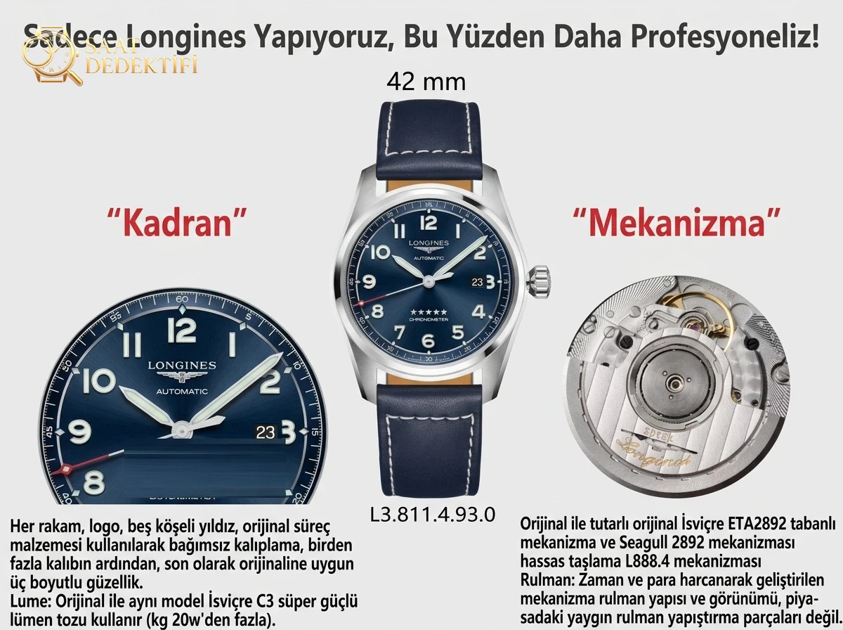 Gerçek-replika karşılaştırması: CF Factory Longines Conquest kalitesi nasıl? - Kadran Detayı ve Bezel İşçiliği