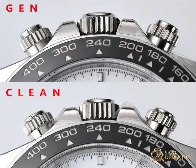 Gerçek-replika karşılaştırması: Clean Daytona 126500 Panda 4131 mekanizma orijinalle karşılaştırma - Bilezik Bakla Ayrımı ve Pim Yapısı