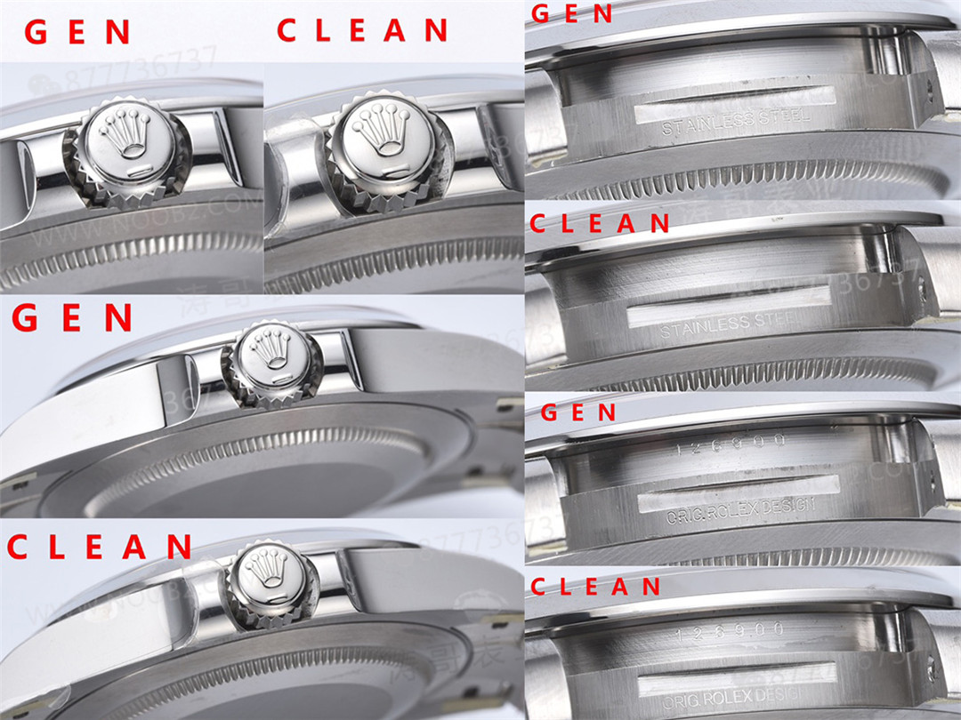 Gerçek-Replika Karşılaştırması: Clean Rolex Air-King m126900 Simetrik Saat İşaretleri — 12. fotoğraf