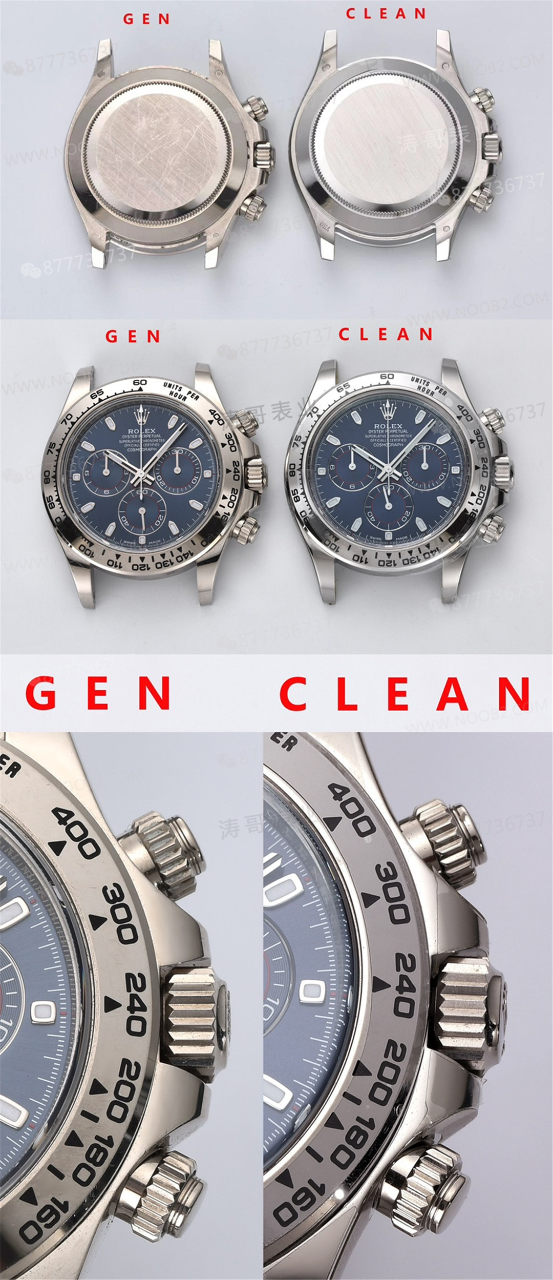 Gerçek-Replika Karşılaştırması: Clean Rolex Beyaz Altın Daytona Blue Cat m116509 Alınmaya Değer mi? — 2. fotoğraf