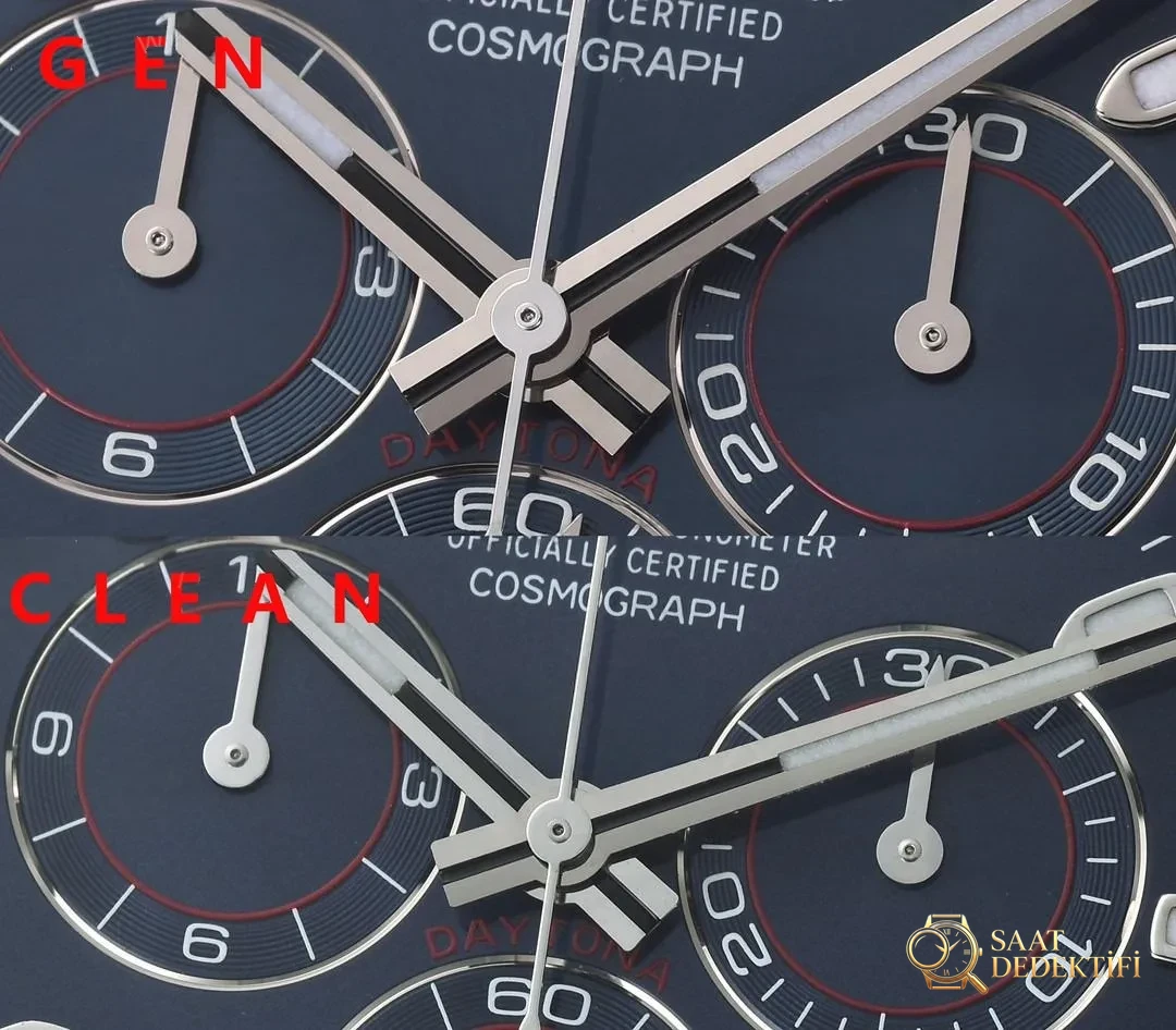 Gerçek-Replika Karşılaştırması: Clean Rolex Beyaz Altın Daytona Blue Cat m116509 Alınmaya Değer mi? - Kasa Profili ve Kurma Kolu İncelemesi