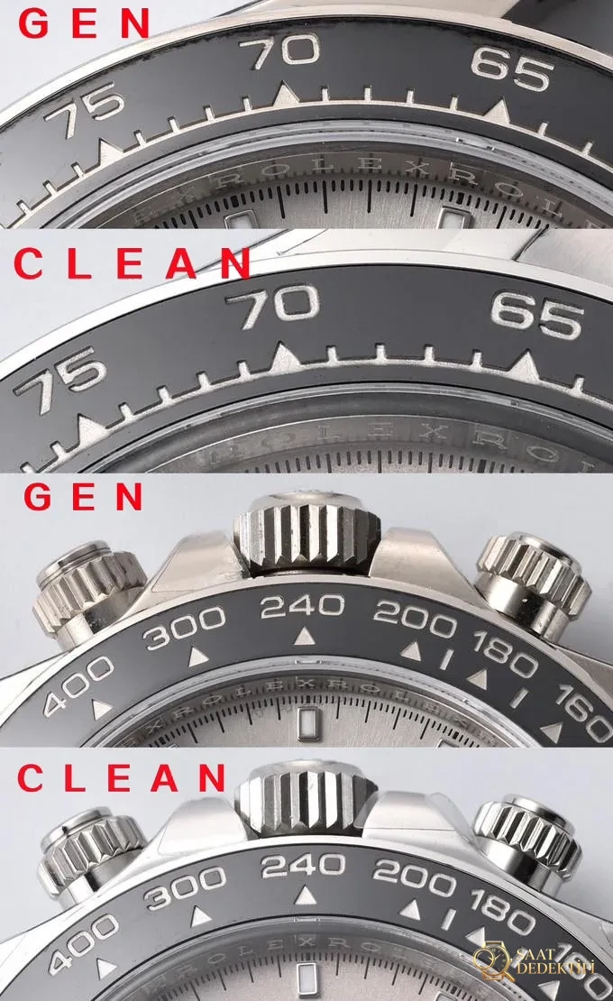 Gerçek-replika karşılaştırması: Clean Rolex çimento grisi Daytona 126519 alınmaya değer mi? - Kadran Detayı ve Bezel İşçiliği