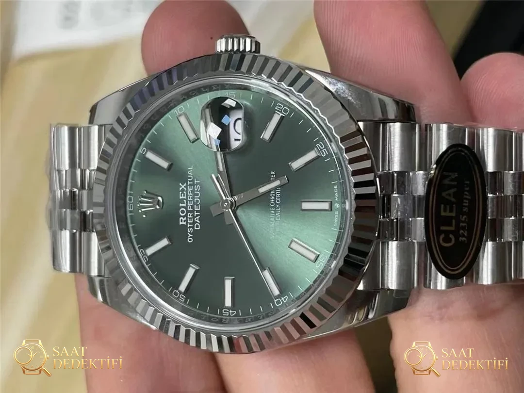 Gerçek-replika karşılaştırması: Clean Rolex Datejust nane yeşili kadran ilk bakışta replika belli olur mu? - Bilezik, Toka ve Klips Mekanizması