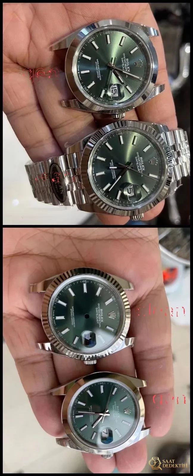 Gerçek-replika karşılaştırması: Clean Rolex Datejust nane yeşili kadran ilk bakışta replika belli olur mu? - Mekanizma Zemberek ve Balans Detayı