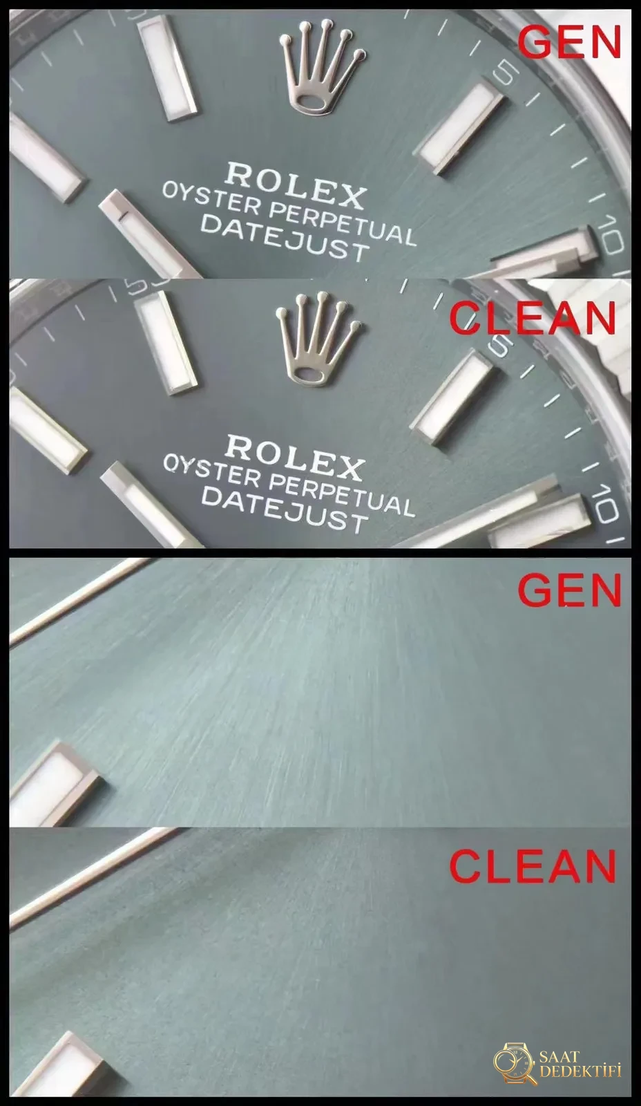 Gerçek-replika karşılaştırması: Clean Rolex Datejust nane yeşili kadran ilk bakışta replika belli olur mu? - Toka İçi Mikro Ayar Mekanizması