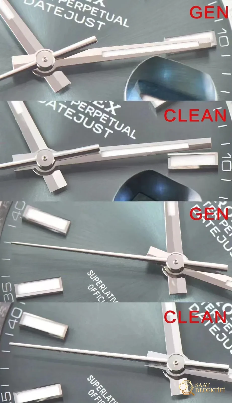 Gerçek-replika karşılaştırması: Clean Rolex Datejust nane yeşili kadran ilk bakışta replika belli olur mu? - Kadran İbreleri ve Saniye Akışı