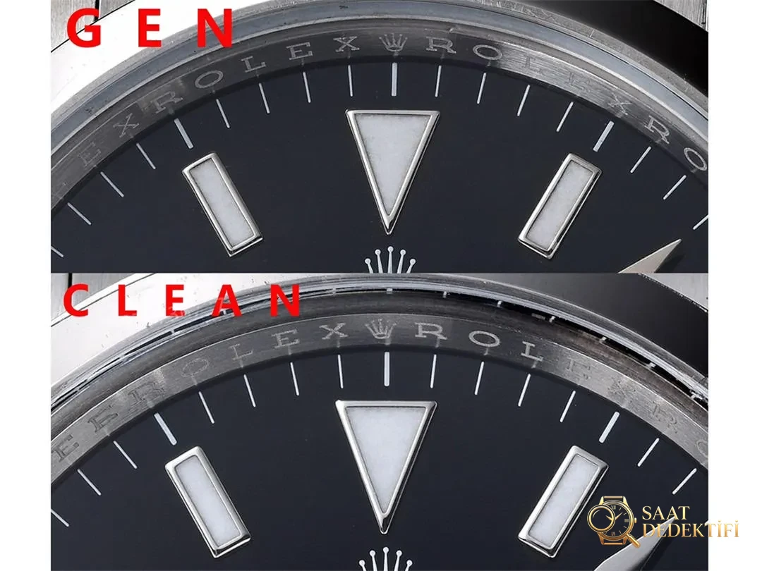 Gerçek-replika karşılaştırması: Clean Rolex Explorer I m124270, 3230 mekanizma, 36 mm - Kasa Profili ve Kurma Kolu İncelemesi