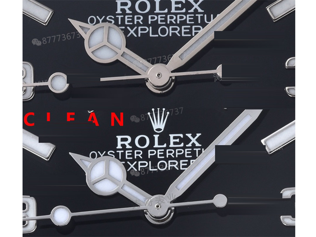 Gerçek-replika karşılaştırması: Clean Rolex Explorer I m124270, 3230 mekanizma, 36 mm — 6. fotoğraf