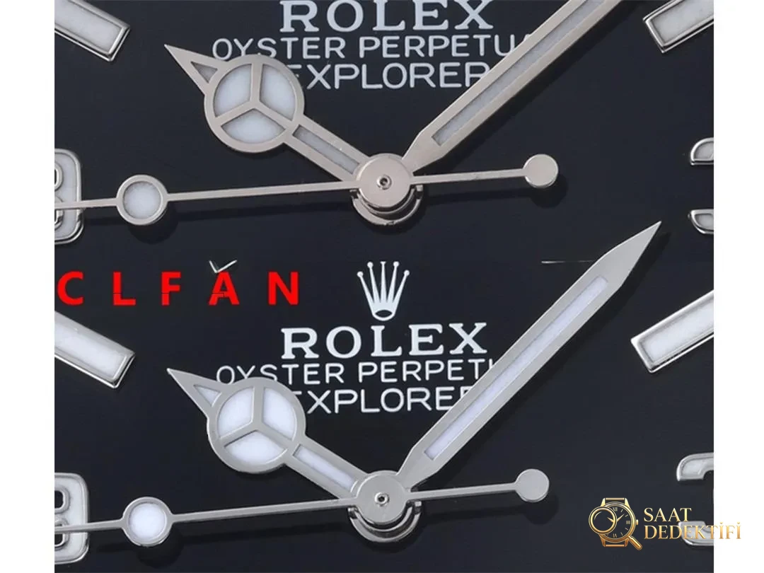 Gerçek-replika karşılaştırması: Clean Rolex Explorer I m124270, 3230 mekanizma, 36 mm - Makro Kadran ve İndeks İşçiliği