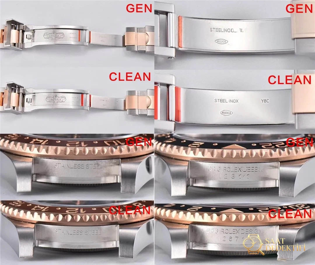 Gerçek-replika karşılaştırması: Clean Rolex GMT 126711 Root Beer bezelinin kalitesi iyi mi? - Bilezik, Toka ve Klips Mekanizması