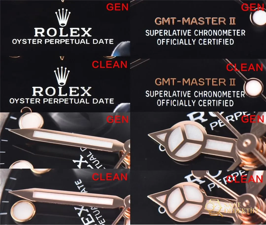 Gerçek-replika karşılaştırması: Clean Rolex GMT 126711 Root Beer bezelinin kalitesi iyi mi? - Makro Kadran ve İndeks İşçiliği