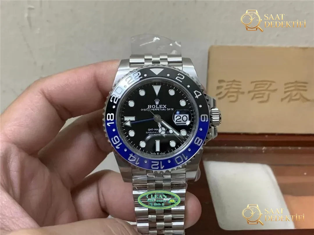 Gerçek-Replika Karşılaştırması: Clean Rolex GMT Inter Milan Bezel (Mavi-Siyah Bezel) - Kadran Detayı ve Bezel İşçiliği