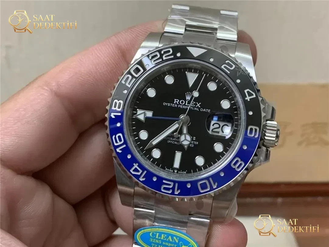 Gerçek-Replika Karşılaştırması: Clean Rolex GMT Inter Milan Bezel (Mavi-Siyah Bezel) - Klips Kilidi ve Lazer Damgalar