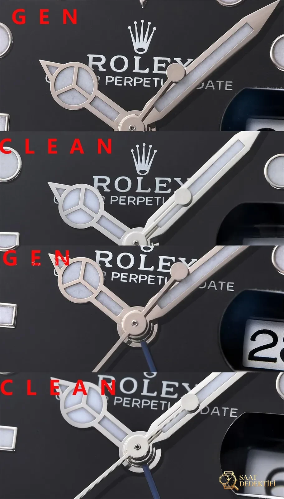 Gerçek-Replika Karşılaştırması: Clean Rolex GMT Inter Milan Bezel (Mavi-Siyah Bezel) - Tepe Kilit Mekanizması ve Conta Yapısı
