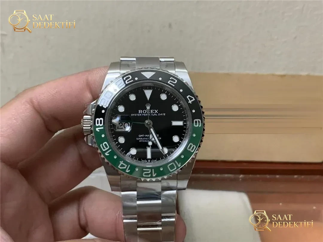 Gerçek-replika karşılaştırması: Clean Rolex GMT Sprite bezel Dandong 3285 mekanizması orijinaline uygun mu? - Kadran Detayı ve Bezel İşçiliği