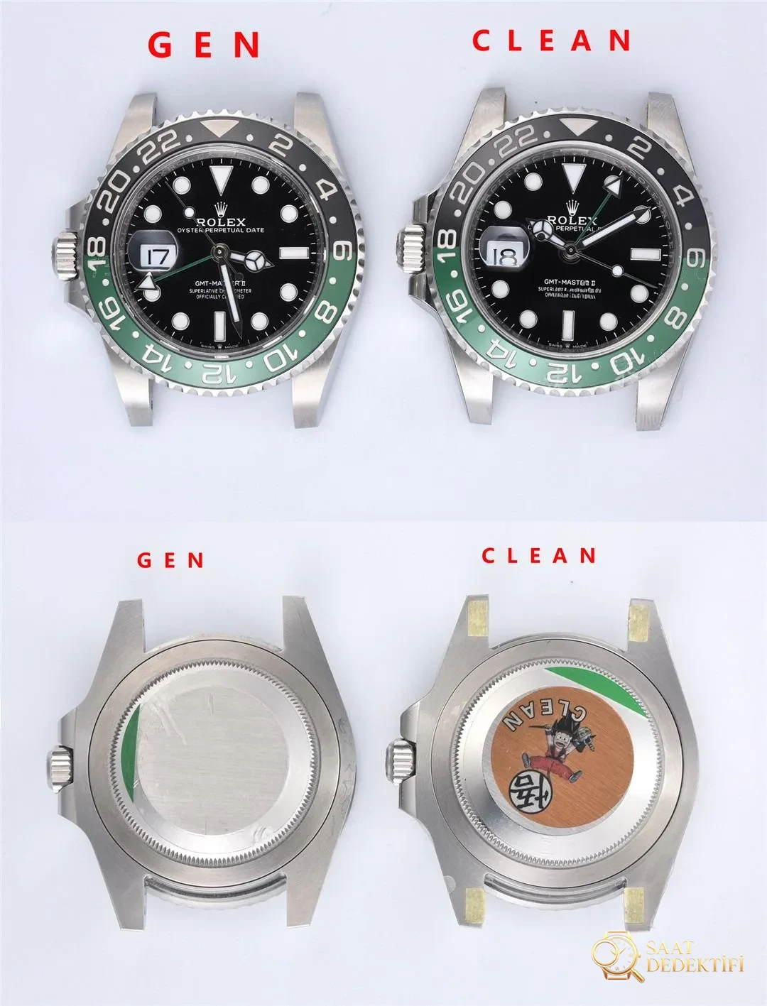 Gerçek-replika karşılaştırması: Clean Rolex GMT Sprite bezel Dandong 3285 mekanizması orijinaline uygun mu? - Kordon Dokusu ve Dikiş Detayları