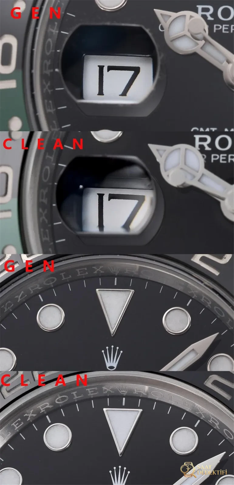 Gerçek-replika karşılaştırması: Clean Rolex GMT Sprite bezel Dandong 3285 mekanizması orijinaline uygun mu? - Balans Çarkı ve Zemberek Aksamı