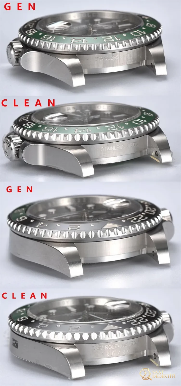 Gerçek-replika karşılaştırması: Clean Rolex GMT Sprite bezel Dandong 3285 mekanizması orijinaline uygun mu? - Kadran Güneş Işını (Sunburst) Efekti
