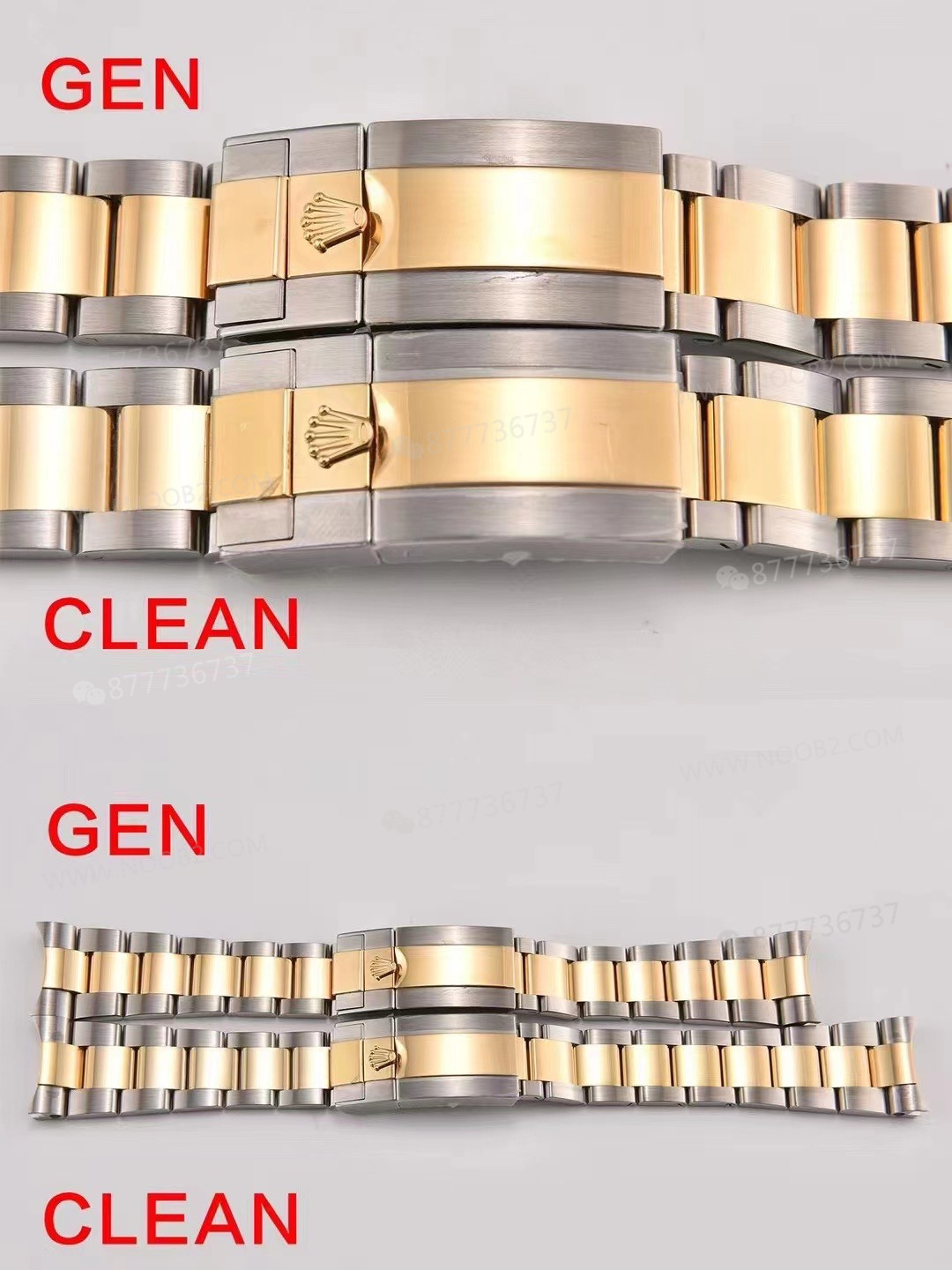 Gerçek-replika karşılaştırması: Clean Rolex iki renk (çelik-altın) GMT-Master 116713 replika saat — 10. fotoğraf