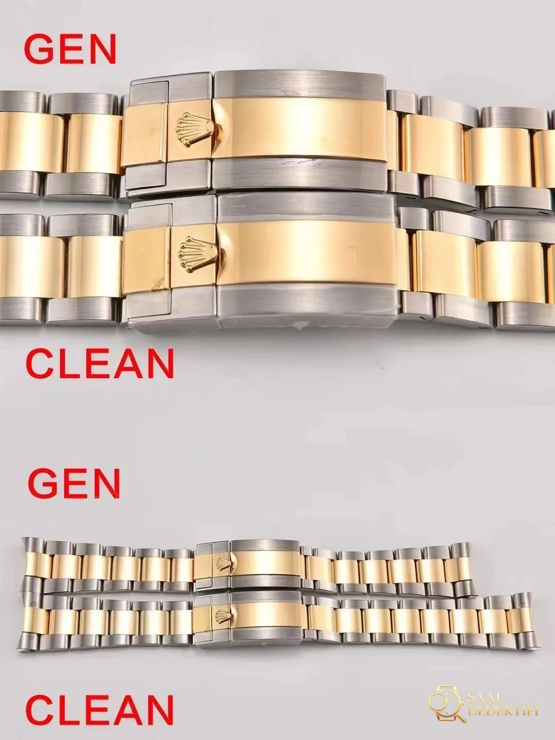 Gerçek-replika karşılaştırması: Clean Rolex iki renk (çelik-altın) GMT-Master 116713 replika saat - Mekanizma Zemberek ve Balans Detayı