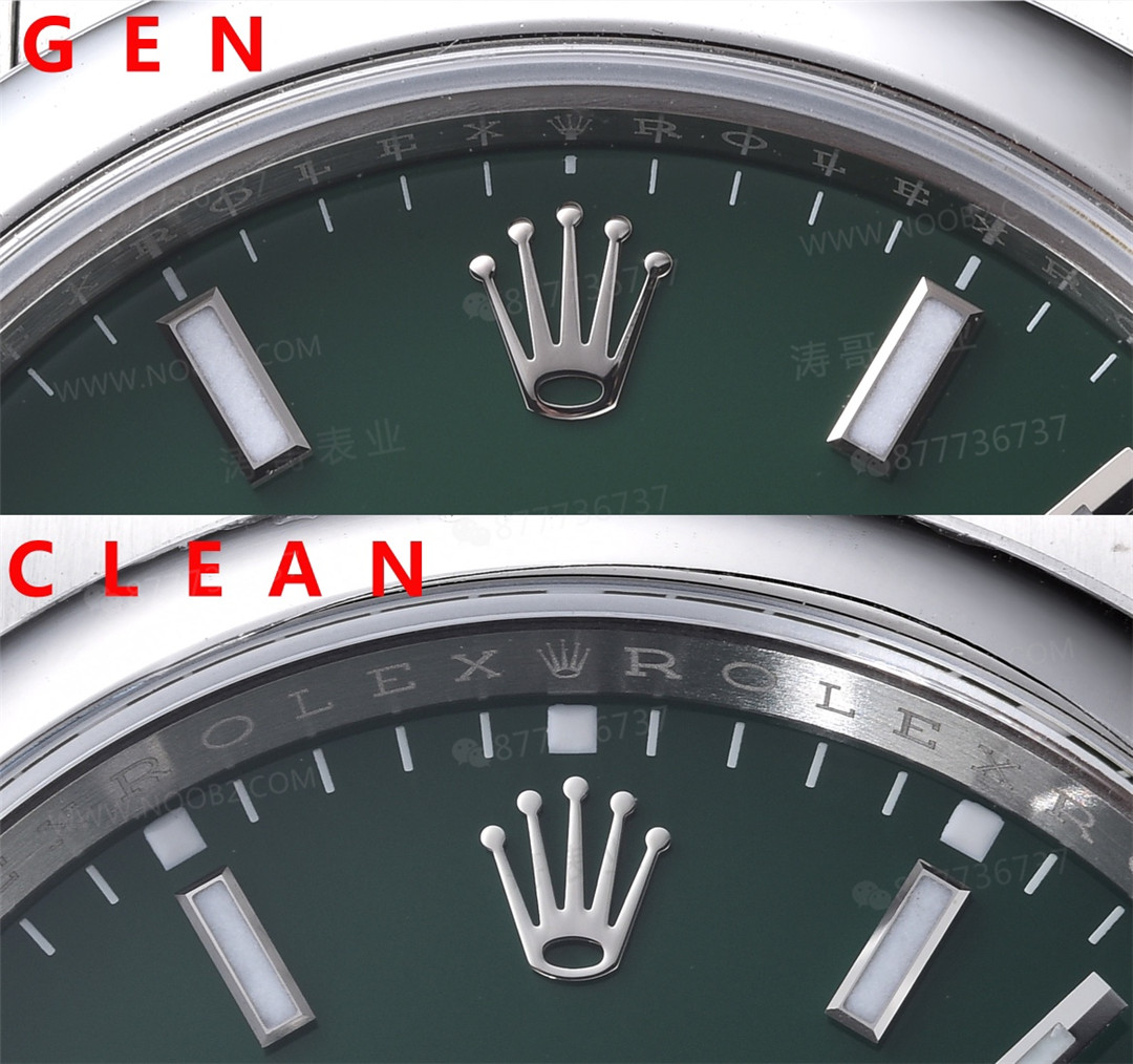 Gerçek-replika karşılaştırması: Clean Rolex Oyster Perpetual yeşil kadranda renk farkı olur mu? — 3. fotoğraf