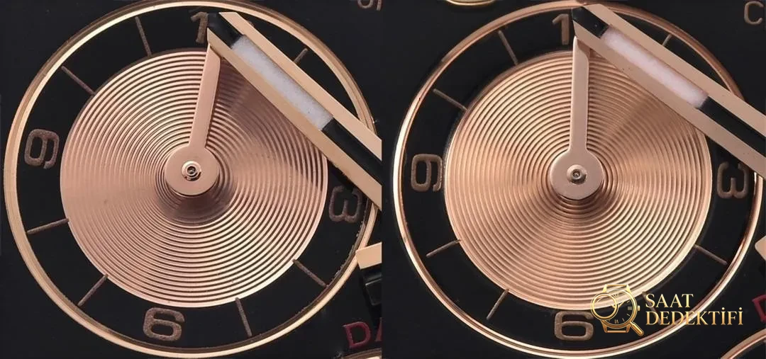 Gerçek-replika karşılaştırması: Clean Rolex rose gold kauçuk kayışlı Daytona m116515ln almaya değer mi? - Arka Kapak ve Mekanizma Detayı