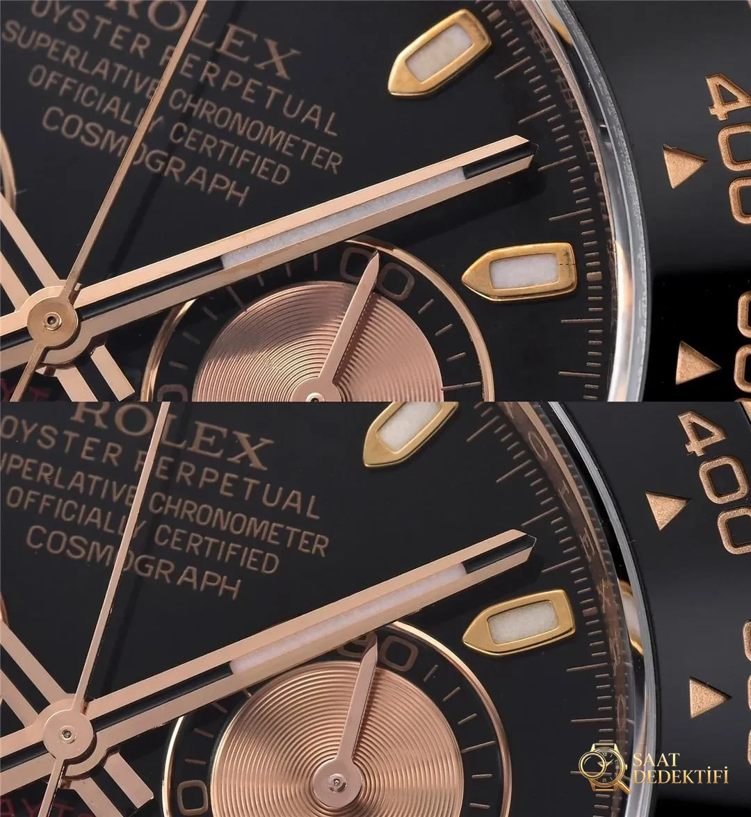 Gerçek-replika karşılaştırması: Clean Rolex rose gold kauçuk kayışlı Daytona m116515ln almaya değer mi? - Makro Kadran ve İndeks İşçiliği