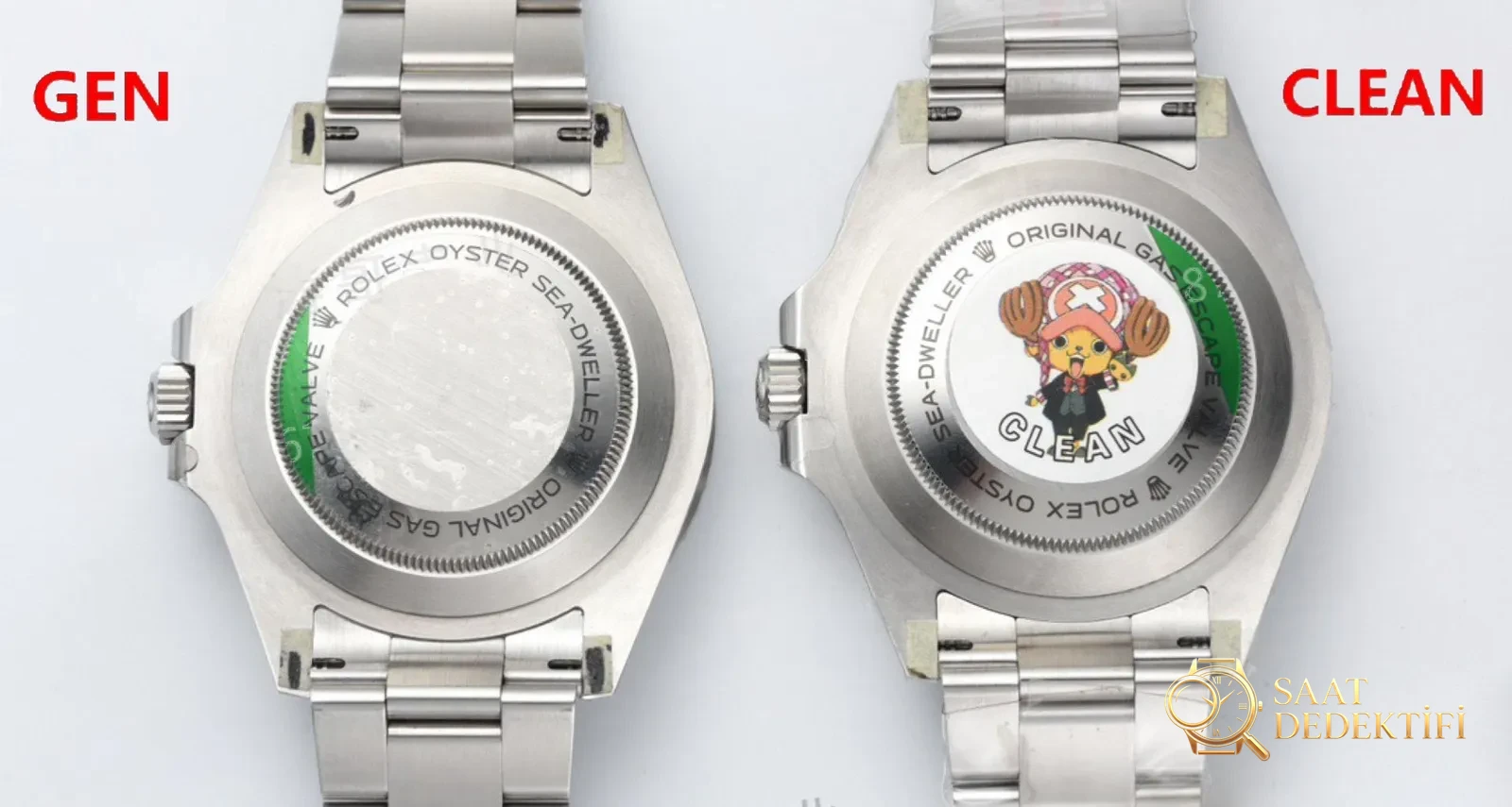 Gerçek-replika karşılaştırması: Clean Rolex tek kırmızı Sea-Dweller 126600 - Kadran Detayı ve Bezel İşçiliği