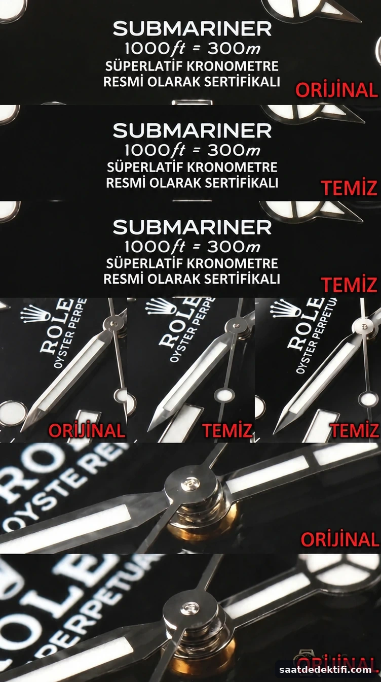 Gerçek-replika karşılaştırması: Clean siyah su hayaleti ve tarihsiz 3130 mekanizmalı versiyon - Makro Mekanizma Köprüleri ve Cenevre Çizgileri