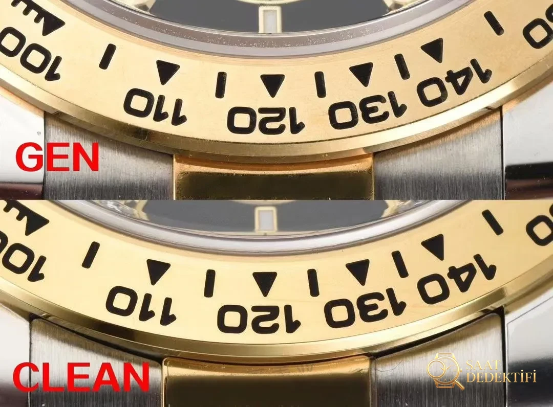 Gerçek-replika karşılaştırması: Clean/Clean iki renkli altın Daytona 4131 mekanizmalı 126503 - Kadran Detayı ve Bezel İşçiliği