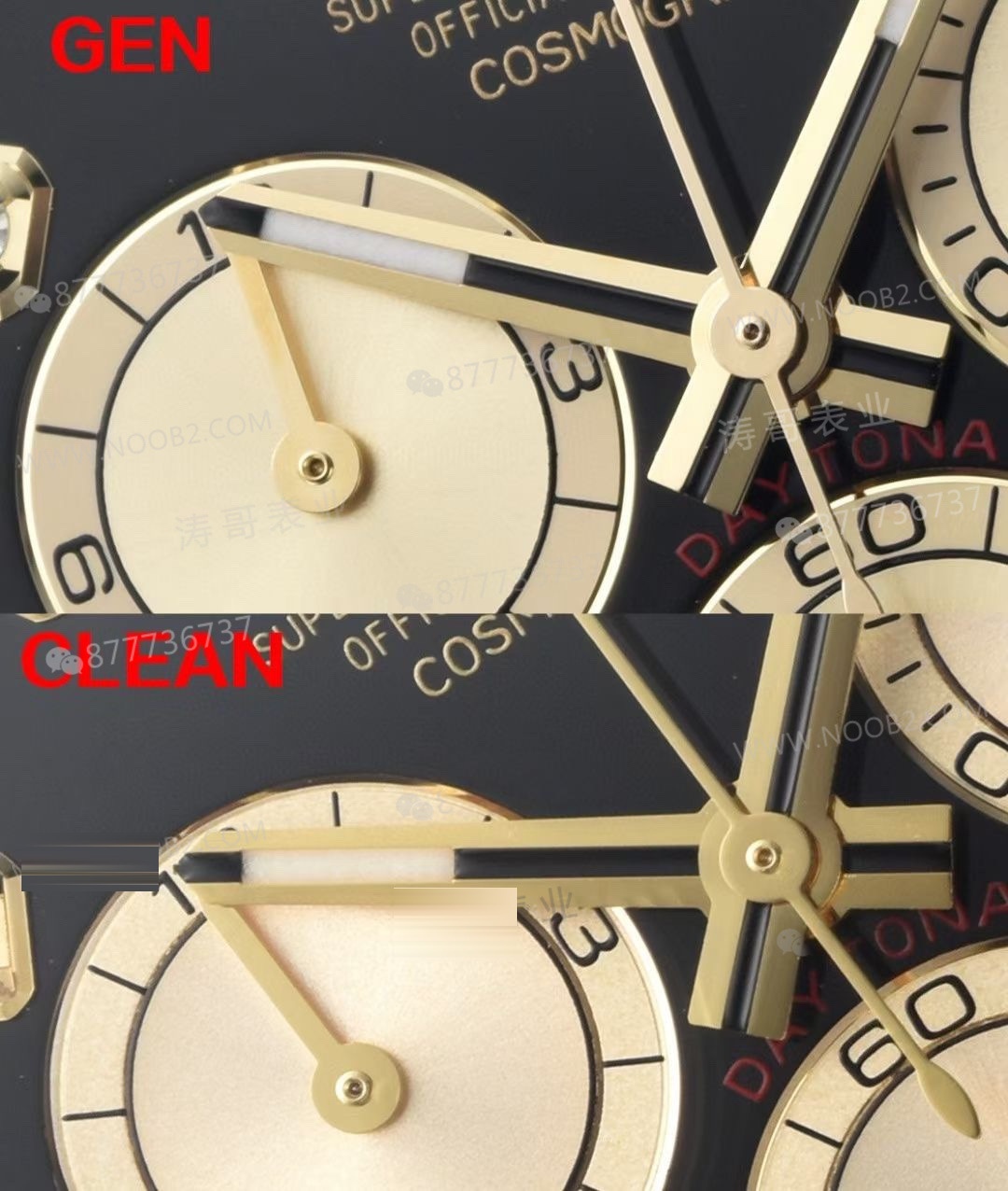 Gerçek-replika karşılaştırması: Clean/Clean iki renkli altın Daytona 4131 mekanizmalı 126503 — 3. fotoğraf