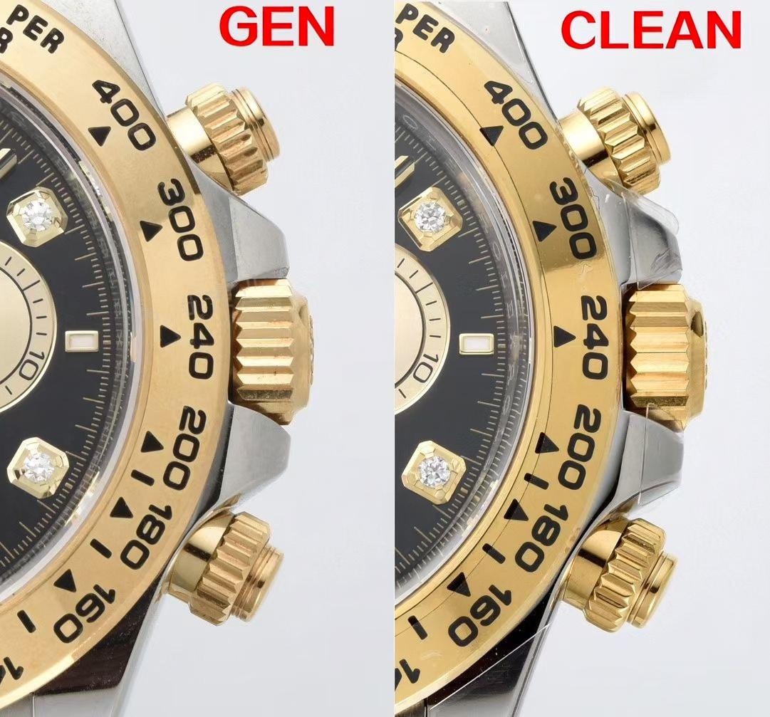 Gerçek-replika karşılaştırması: Clean/Clean iki renkli altın Daytona 4131 mekanizmalı 126503 — 7. fotoğraf