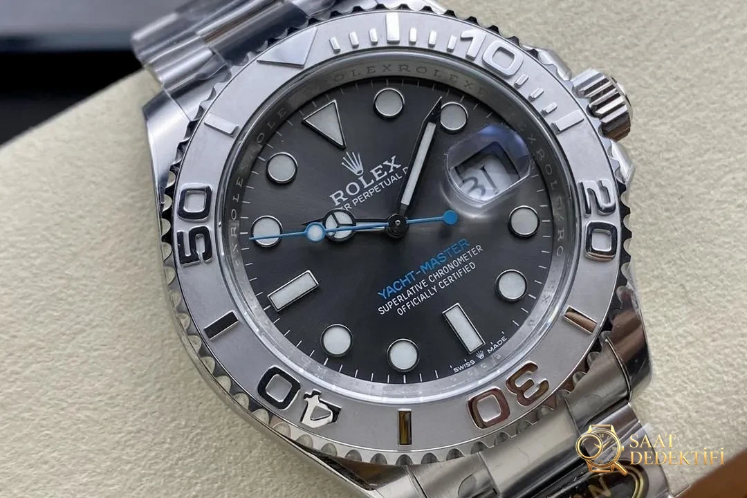 Gerçek-replika karşılaştırması: CLEAN/Clean Rolex gri Yacht-Master 126622 incelemesi - Kasa Profili ve Kurma Kolu İncelemesi
