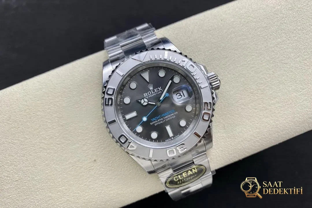 Gerçek-replika karşılaştırması: CLEAN/Clean Rolex gri Yacht-Master 126622 incelemesi - Makro Kadran ve İndeks İşçiliği
