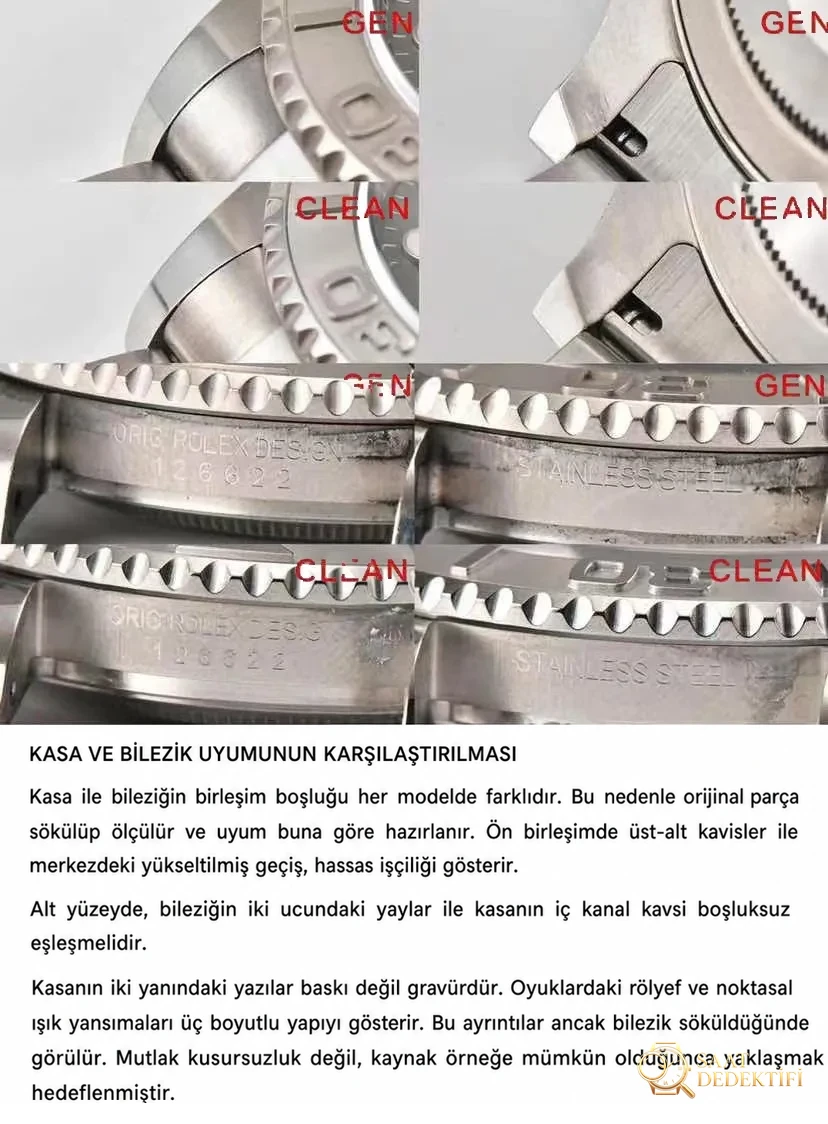 Gerçek-replika karşılaştırması: CLEAN/Clean Rolex gri Yacht-Master 126622 incelemesi - Bilezik Bakla Ayrımı ve Pim Yapısı