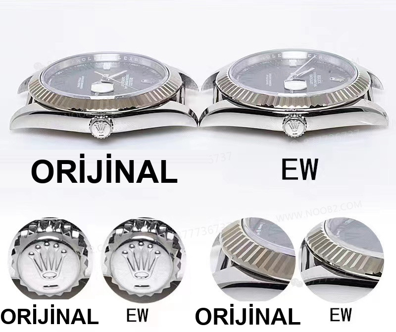 Gerçek-replika karşılaştırması: EW Factory Rolex Datejust 41 serisi Roma rakamlı model ilk bakışta belli olur mu? — 4. fotoğraf