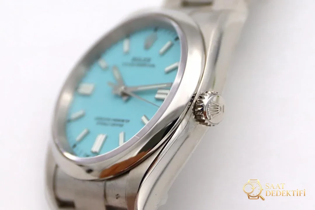 Gerçek-replika karşılaştırması: EW Factory Rolex Oyster Perpetual 36 MM replika saat incelemesi - Makro Kadran ve İndeks İşçiliği