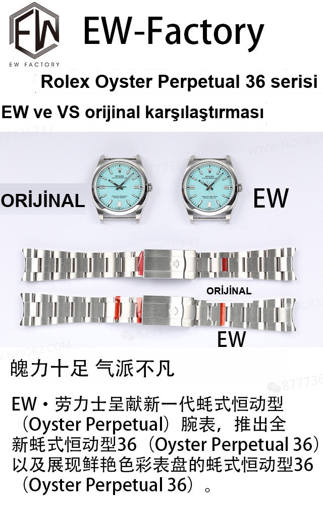 Gerçek-replika karşılaştırması: EW Factory Rolex Oyster Perpetual 36 MM replika saat incelemesi — 12. fotoğraf